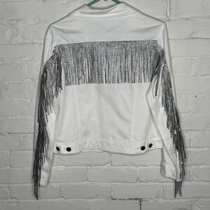 White Denim/Silver Fringe Jacket M